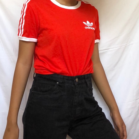 adidas Tops - adidas three stripe ringer tee